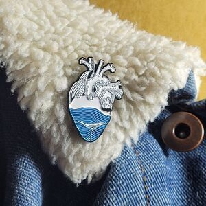Humpback Whale In The Ocean of My Heart Enamel Pin